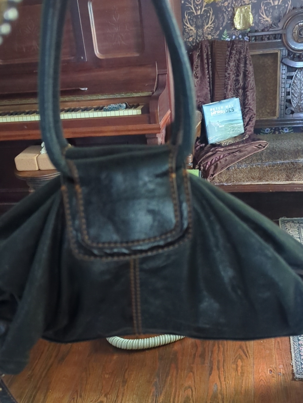 Classic Black Leather Gathered-Style Women's Handbag By Hobo.